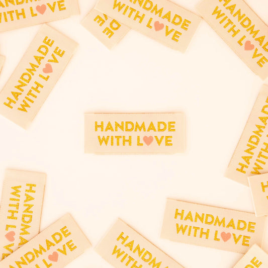 Sarah Hearts - Handmade with Love - Sewing Woven Clothing Label Tags - LP184