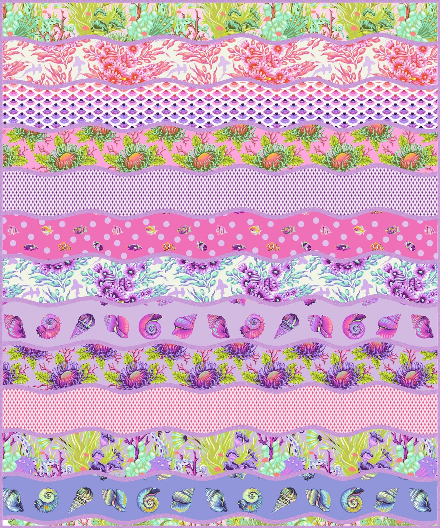 High Tide Quilt Kit, part of the Floral Reef fabric collection by Tula Pink. SKU KIT2QTTP.FRHT