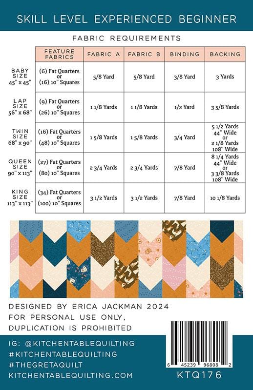 The Greta Quilt - Quilt Pattern - The Kitchen Table Quilting - KTQ 176 - Paper Pattern