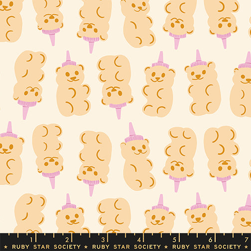 Honey Bears in Natural quilting fabric, part of the Egg and Friends fabric collection by Kimberly Kight for Ruby Star Society. (SKU: RS3092 11)