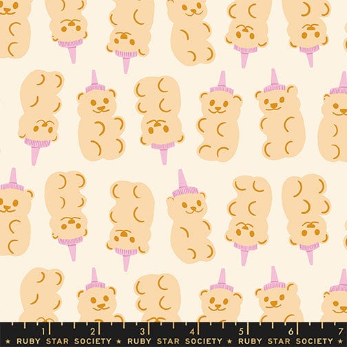 Honey Bears in Natural quilting fabric, part of the Egg and Friends fabric collection by Kimberly Kight for Ruby Star Society. (SKU: RS3092 11)
