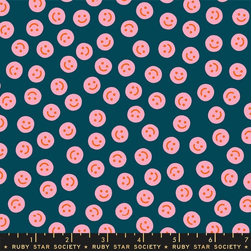 Smiley in Galaxy quilting fabric, part of the Egg and Friends fabric collection by Kimberly Kight for Ruby Star Society. (SKU: RS3094 15)