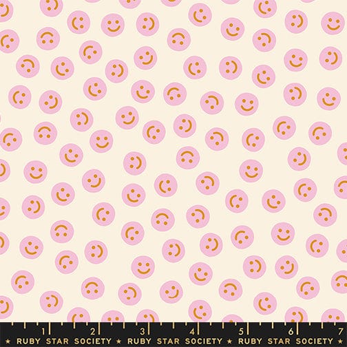Smiley in Natural quilting fabric, part of the Egg and Friends fabric collection by Kimberly Kight for Ruby Star Society. (SKU: RS3094 12)