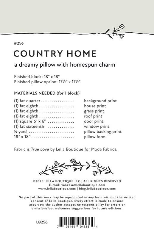 Country Home Pillow Pattern - Lella Boutique - LB 256 - Printed Pattern