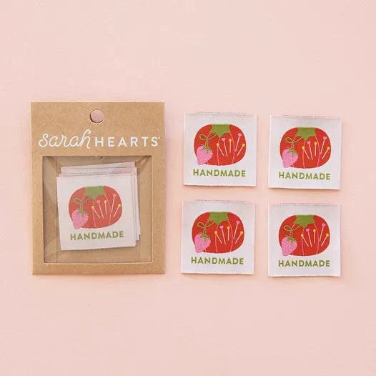 Sarah Hearts - Tomato Pincushion - Sewing Woven Clothing Label Tags - LP241