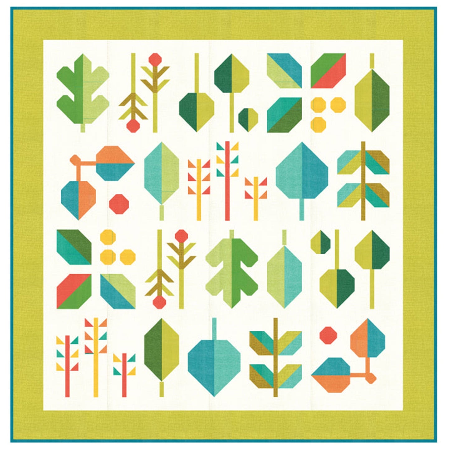 Leaf Press Quilt Kit in Springy Greens - Thatched and Coordinates Collection by Robin Pickens - Fabric Only