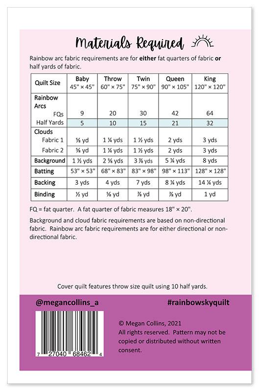 Rainbow Sky - Quilt Pattern - Megan Collins Quilt Design - MCQ 011 - Paper Pattern