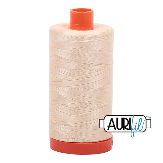 Aurifil Cotton Mako Thread - 50wt - 1300m Spool - Butter - MK50SP2123