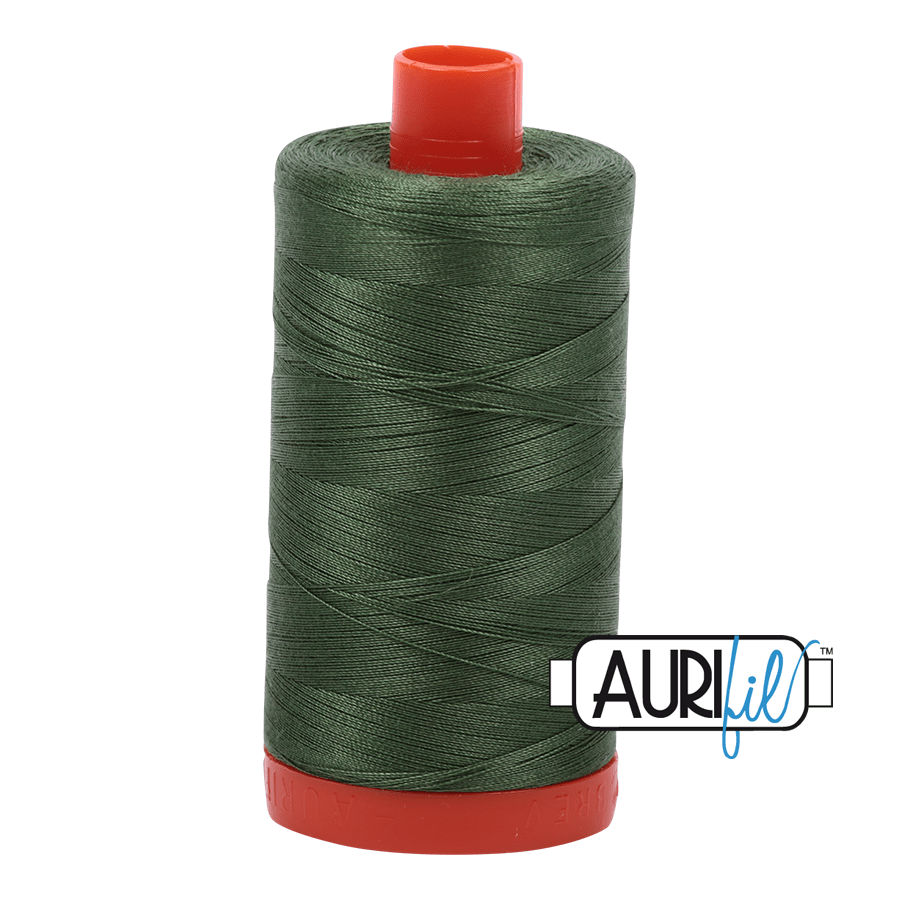 Aurifil Cotton Mako Thread - 50wt - 1300m Spool - Very Dark Grass Green - MK50SP2890