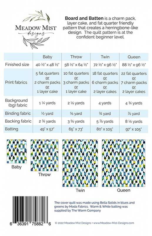 Board and Batten Quilt Pattern - Meadow Mist Designs - MMD 1103 - Printed Pattern