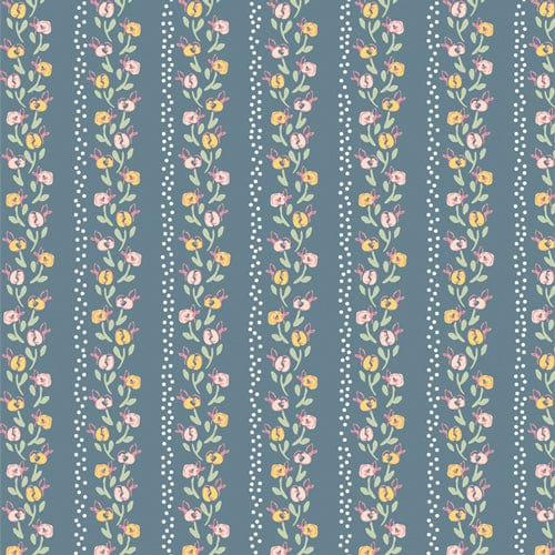 A closeup shot of the quilting fabric pattern called Cité Floral, designed by Patty Basemi as part of the Mademoiselle collection. The SKU is MMS97911.