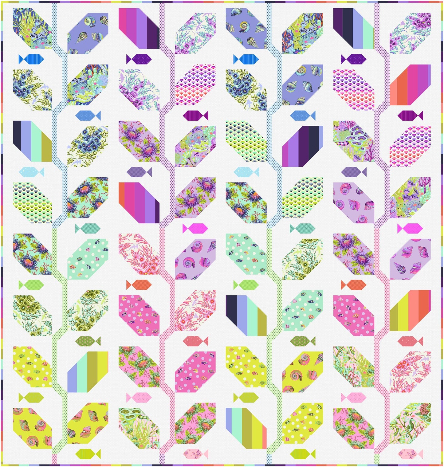 Marine Meadow Quilt Kit, part of the Floral Reef collection by Tula Pink. SKU KIT2QTTP.MMDW