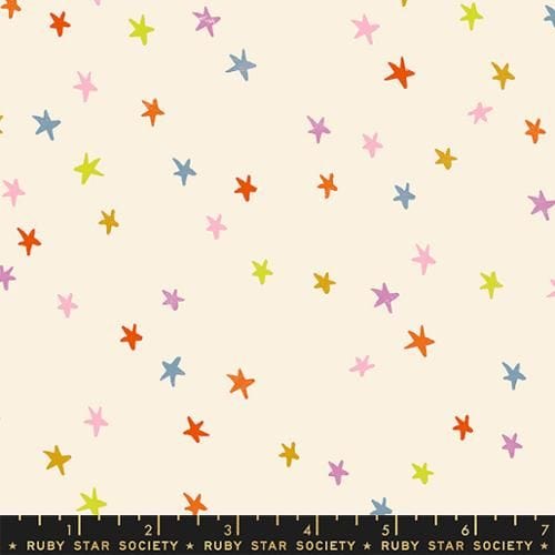 Cotton quilting fabric pattern called 'Starry in Multi- RS4109 34'. Part of the 'Starry' fabric collection. Designed by Ruby Star Society for fabric company Moda Fabrics. SKU: RS4109 34. 44-45 inch width.