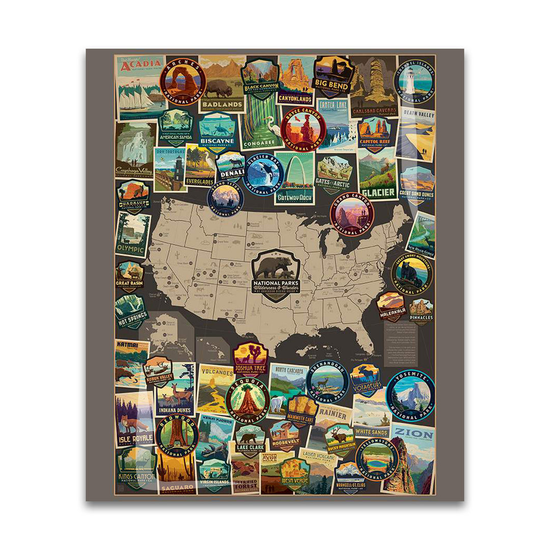 PREORDER - National Parks - 36" X 43" USA Vertical Map Poster Panel - Anderson Design Group - PD15090-PANEL
