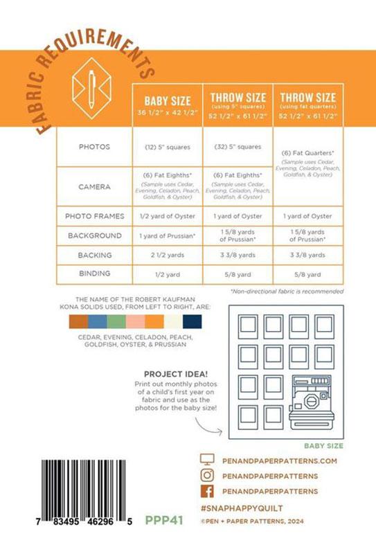 Snap Happy - Quilt Pattern - Pen + Paper Patterns - PPP 41 - Paper Pattern
