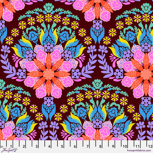 Cotton quilting fabric pattern called 'Incarnation in Afternoon'. Part of the 'Made My Day' fabric collection. Designed by Anna Maria Horner for fabric company Free Spirit Fabrics. SKU: PWAH185.AFTERNOON. 44-45 inch width.