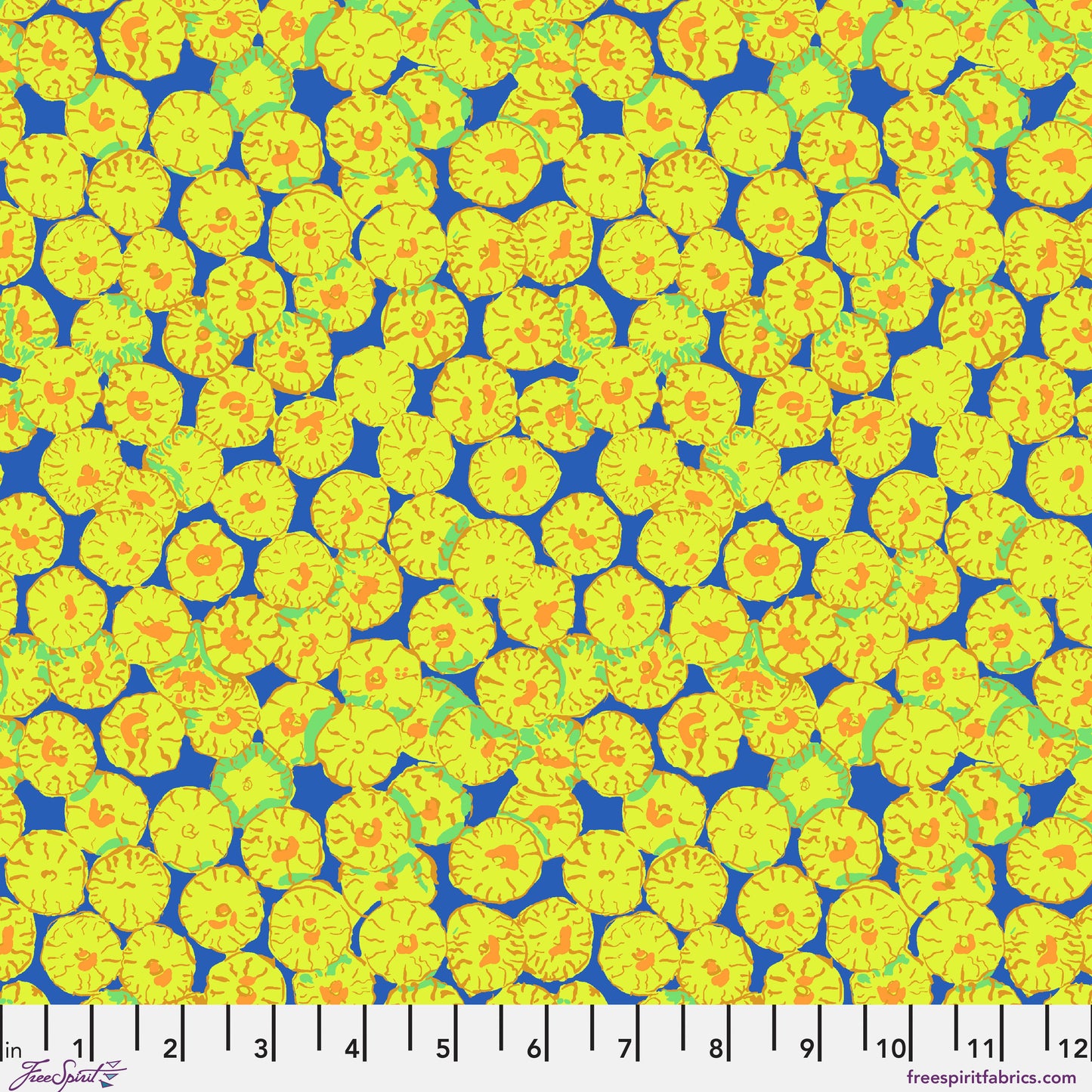 Sand Dollar in Blue quilting fabric, part of the Kaffe Fassett Collective February 2026 fabric collection (SKU: PWBM031.BLUE)