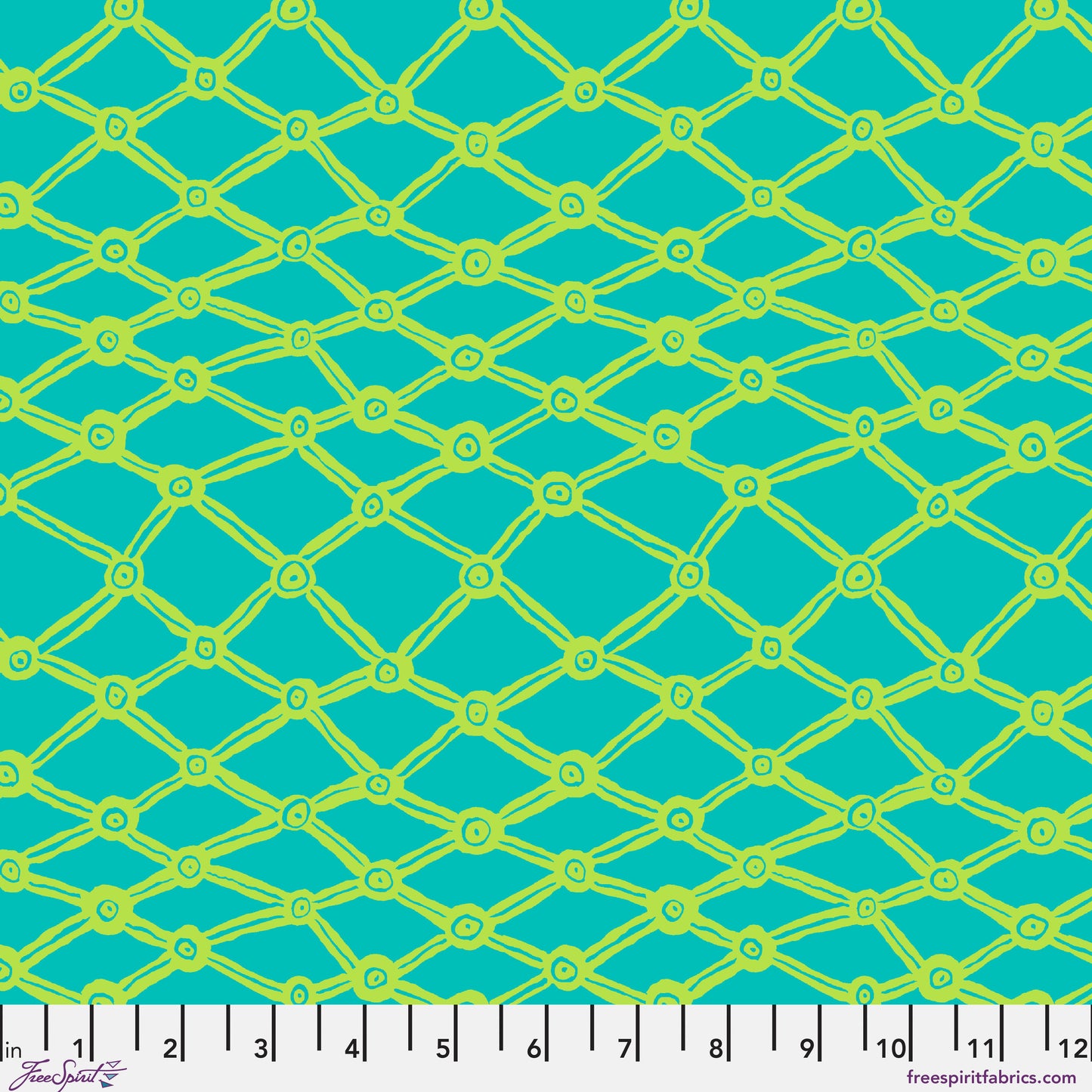 Nets in Aqua quilting fabric, part of the Kaffe Fassett Collective February 2026 fabric collection (SKU: PWBM036.AQUA)