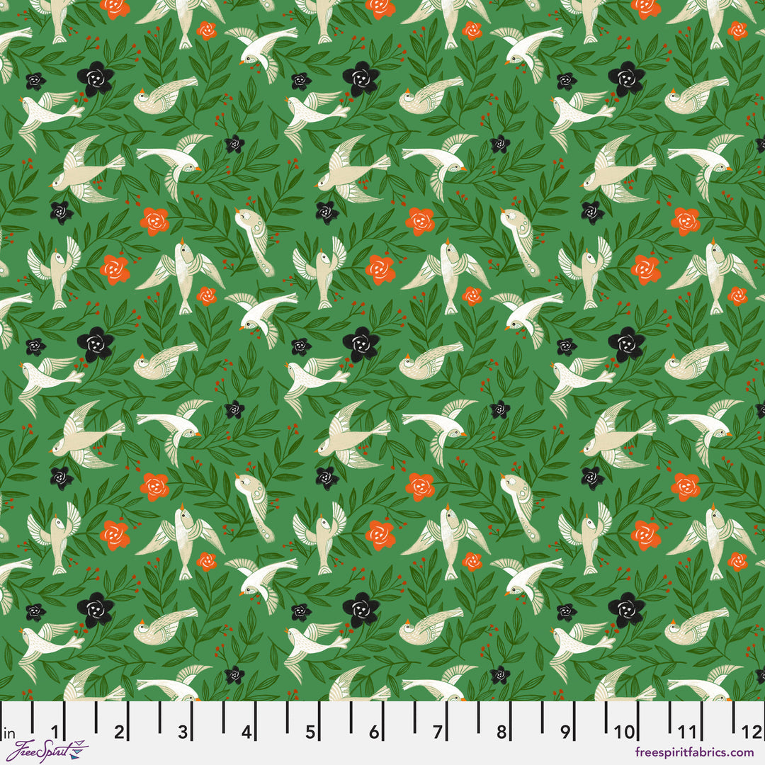 PREORDER - Winter Joy - Flying Floral in Forest - Cori Dantini - PWCD103.XFOREST - Half Yard