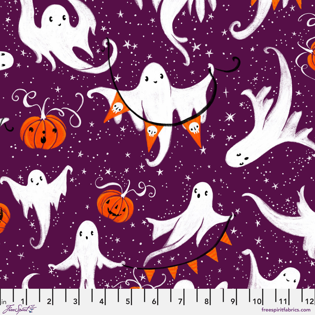 PREORDER - Ghostly Greetings - A Time for Ghosts in Purple - Cori Dantini - PWCD110.XPURPLE - Half Yard