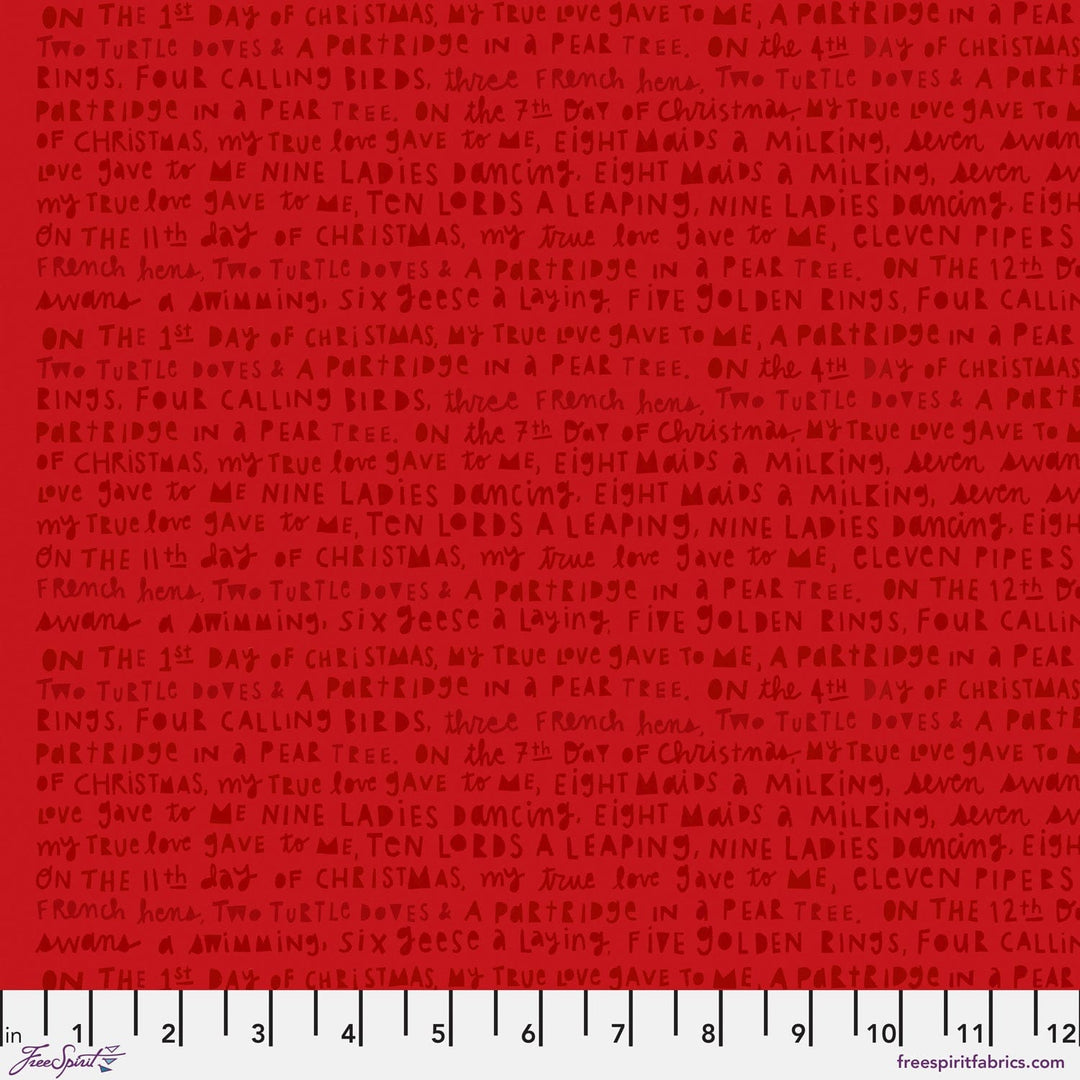 Sing Along quilting fabric, part of the 12 Days of Christmas fabric collection by Cori Dantini (SKU: PWCD137.XRED)