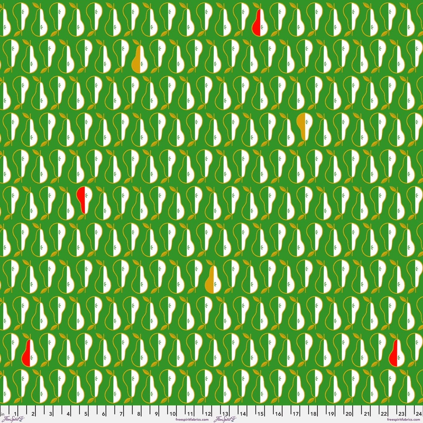 Pears quilting fabric, part of the 12 Days of Christmas fabric collection by Cori Dantini (SKU: PWCD139.XPEAR)