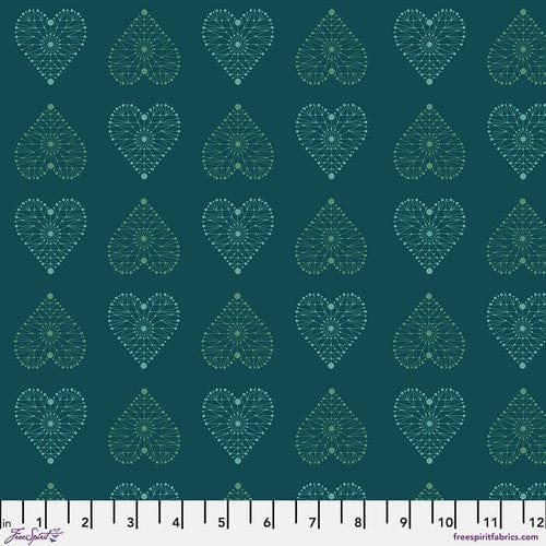 Amour in Turquoise quilting fabric, part of the Enrapture fabric collection by Giucy Giuce (SKU: PWGG007.TURQUOISE)