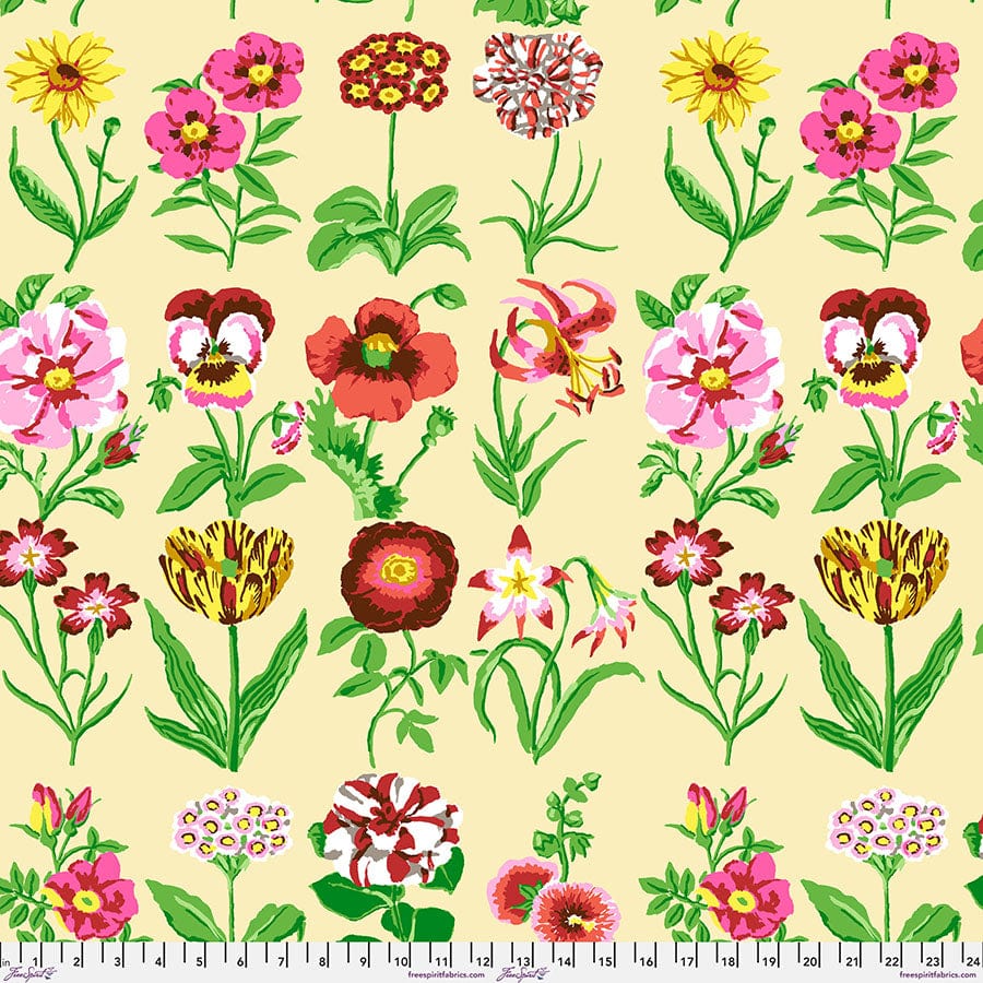 Flower Studies in Ecru quilting fabric, part of the Kaffe Fassett Collective fabric collection by Kaffe Fassett (SKU: PWGP205.ECRU)