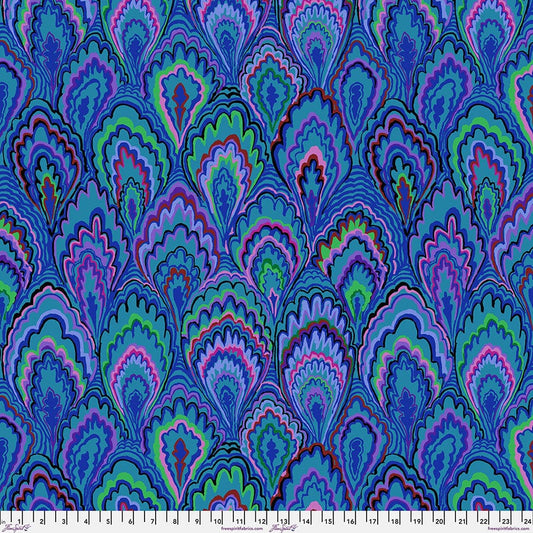 Marble Scallops in Blue quilting fabric, part of the Kaffe Fassett Collective fabric collection by Kaffe Fassett (SKU: PWGP207.BLUE)
