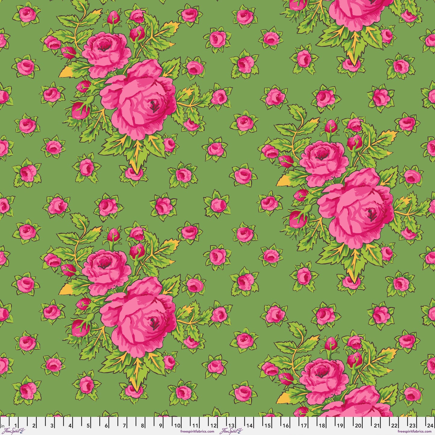 Rosie in Green quilting fabric, part of the Kaffe Fassett Collective February 2026 fabric collection (SKU: PWGP212.GREEN)