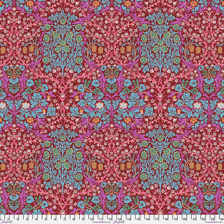 Cotton quilting fabric pattern called 'Blackthorn in Brown'. Part of the 'Kaffe x The Original Morris & Co.' fabric collection. Designed by Kaffe Fassett and William Morris for fabric company Free Spirit Fabrics. SKU: PWKW002.BROWN. 44-45 inch width.