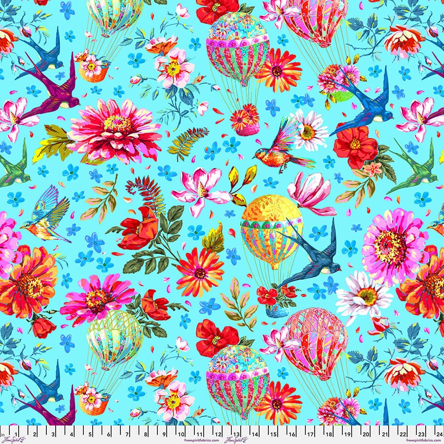 Memory in blue fabric, part of the Festival fabric collection by Odile Bailloeul (SKU: PWOB113.BLUE)