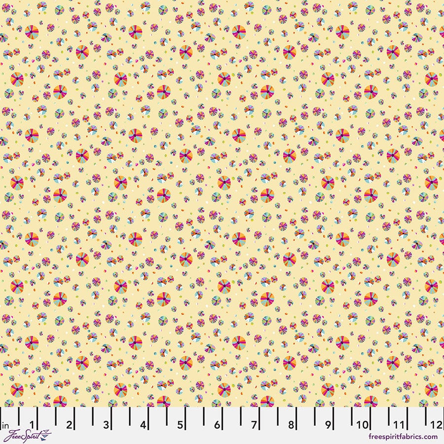 Candy in cream fabric, part of the Festival fabric collection by Odile Bailloeul (SKU: PWOB124.CREAM)