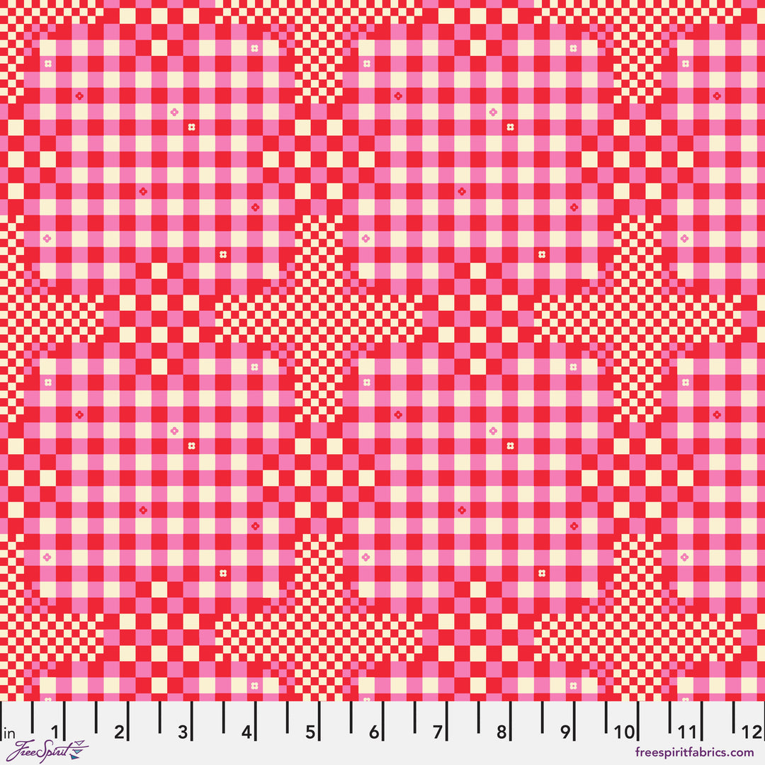 Gingham Checks in Hot Pink quilting fabric, part of the Market Days fabric collection by Stacy Peterson (SKU: PWST044.XHOTPINK)