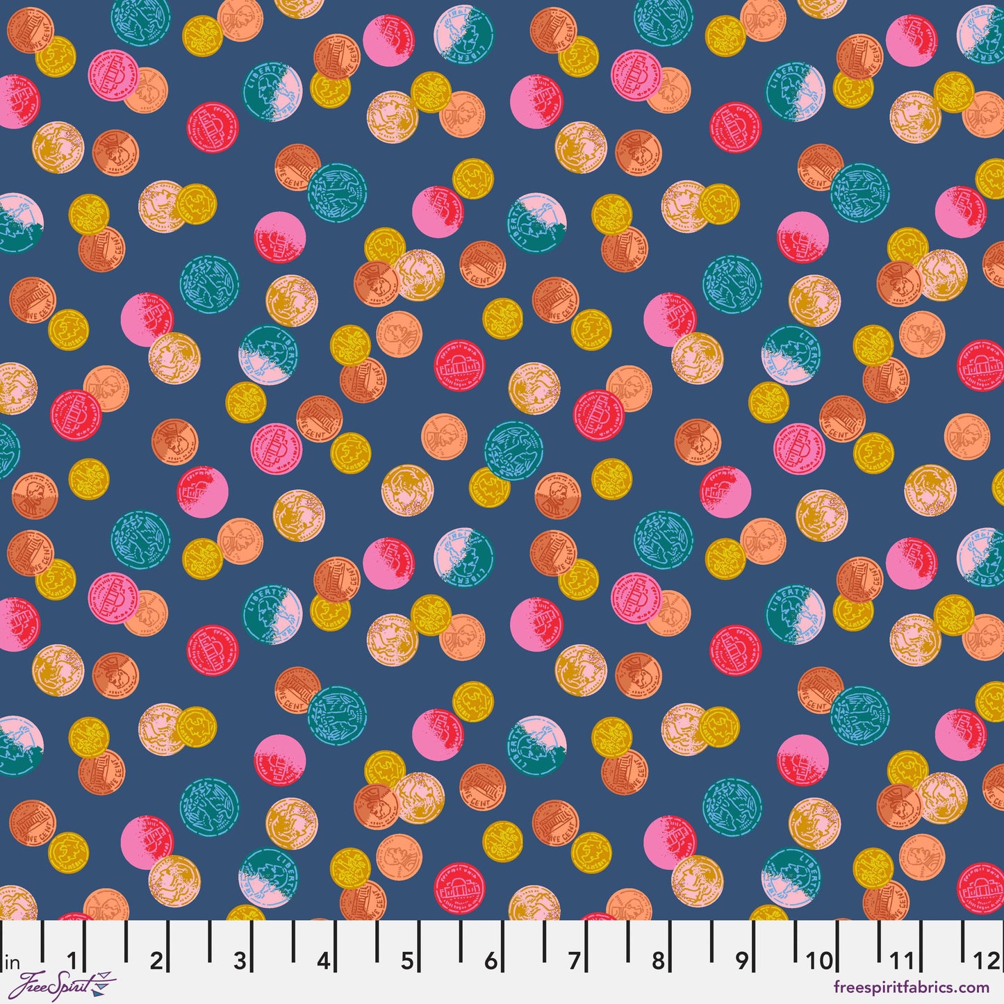 Thrifty in Navy quilting fabric, part of the Market Days fabric collection by Stacy Peterson (SKU: PWST045.XNAVY)