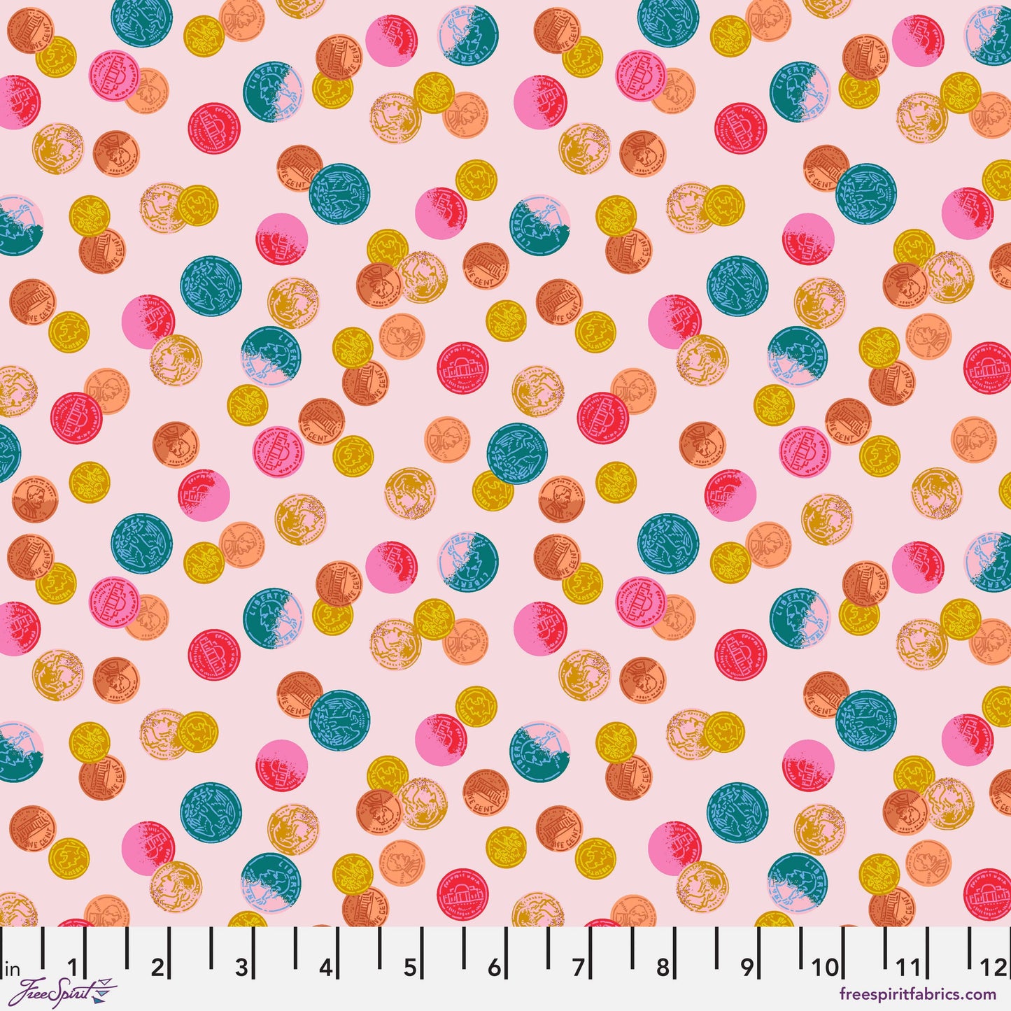 Thrifty in Pale Pink quilting fabric, part of the Market Days fabric collection by Stacy Peterson (SKU: PWST045.XPALEPINK)