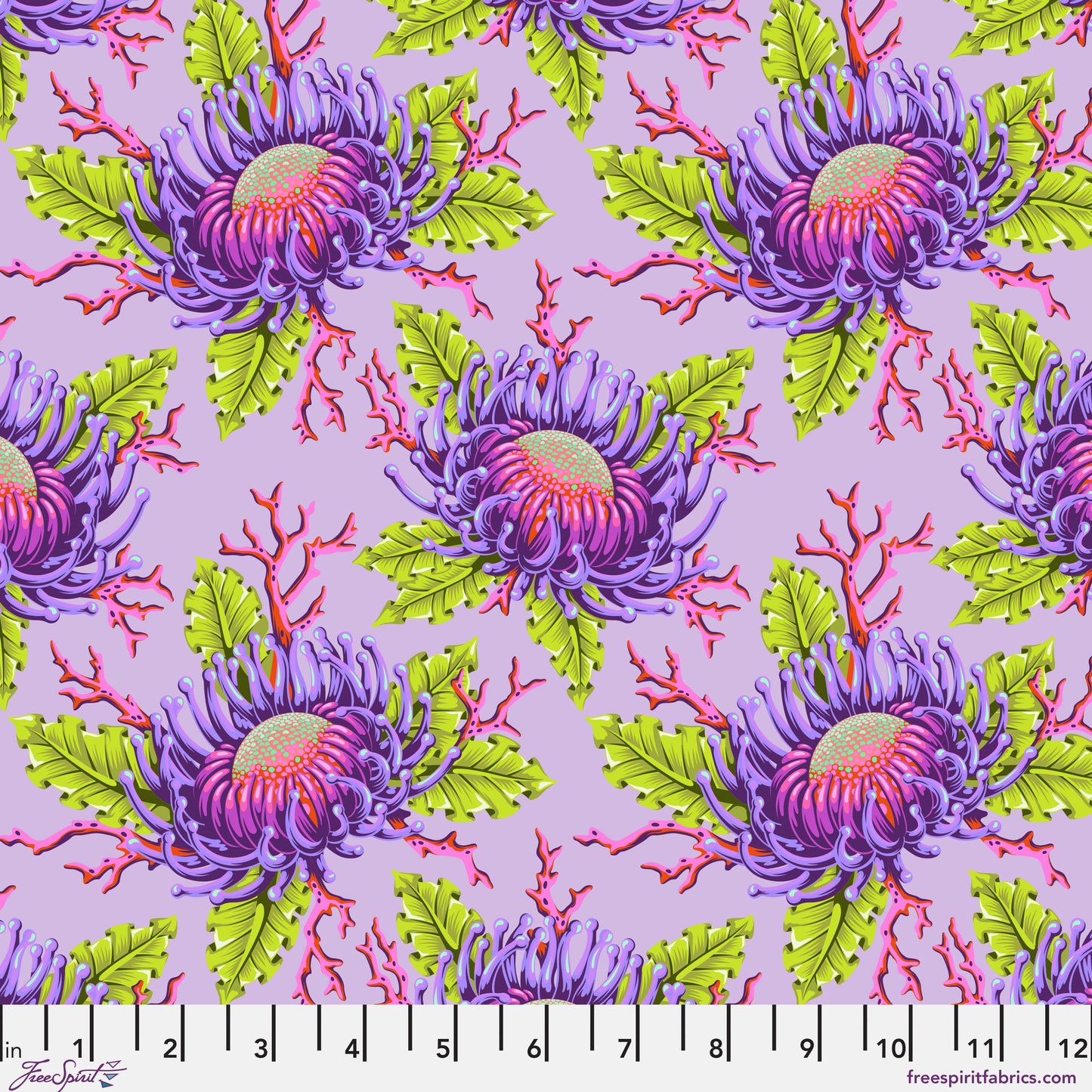Friends & Anemones in Ultraviolet - Floral Reef by Tula Pink - Half Yard (Preorder)