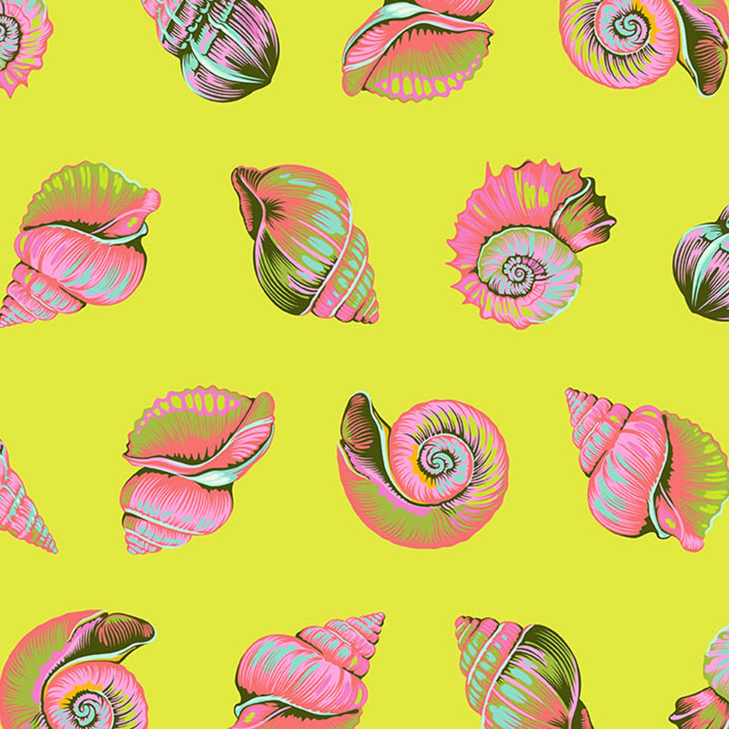 Lil Shelly in Seagrass quilting fabric, part of the Floral Reef fabric collection by Tula Pink (SKU: PWTP266.SEAGRASS)