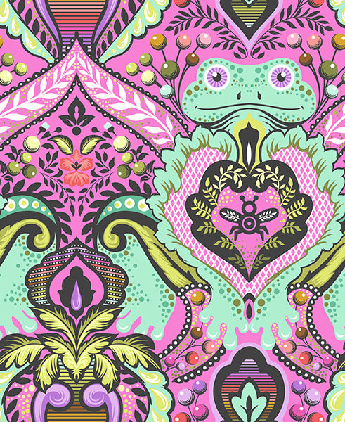 Frog Prince quilting fabric, part of the Prince Charming Déjà Vu fabric collection by Tula Pink (SKU: PWTP274.GUMBALL)