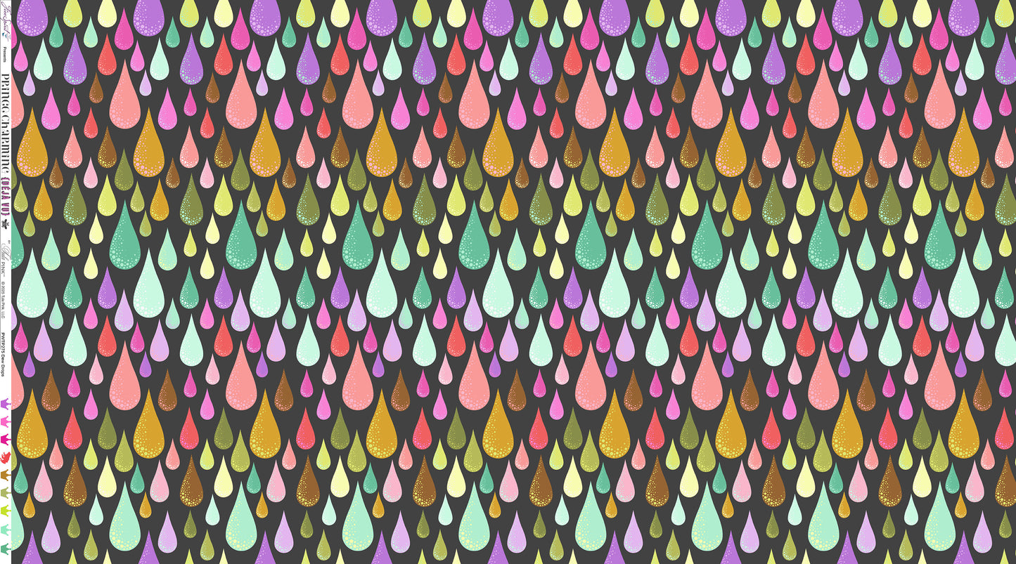 Dew Drops quilting fabric, part of the Prince Charming Déja Vu fabric collection by Tula Pink (SKU: PWTP275.LICORICE)