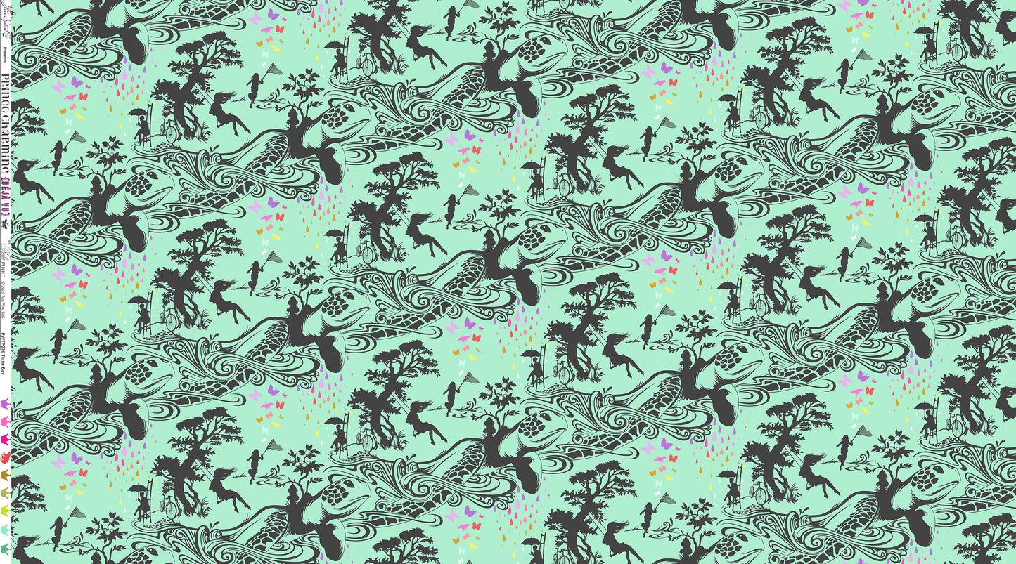 Turtle Bay quilting fabric, part of the Prince Charming Déja Vu fabric collection by Tula Pink (SKU: PWTP276.SWEETMINT)