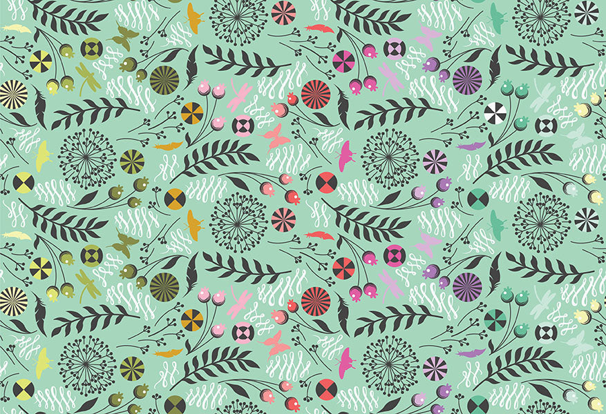 Dandelion quilting fabric, part of the Prince Charming Déja Vu fabric collection by Tula Pink (SKU: PWTP279.SWEETMINT)