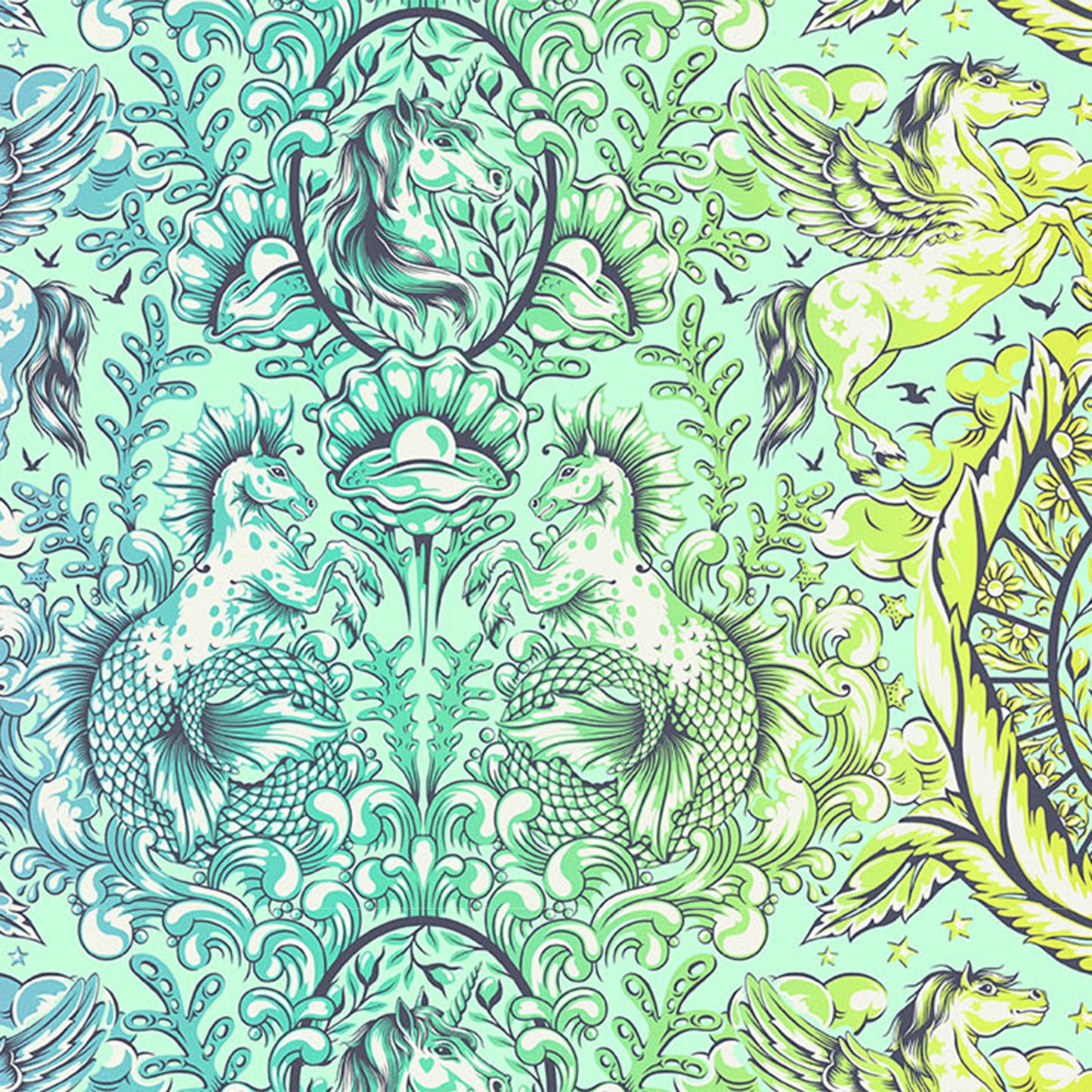 Pony Tales in Stardust quilting fabric, part of the Legendary fabric collection by Tula Pink (SKU: PWTP284.STARDUST)