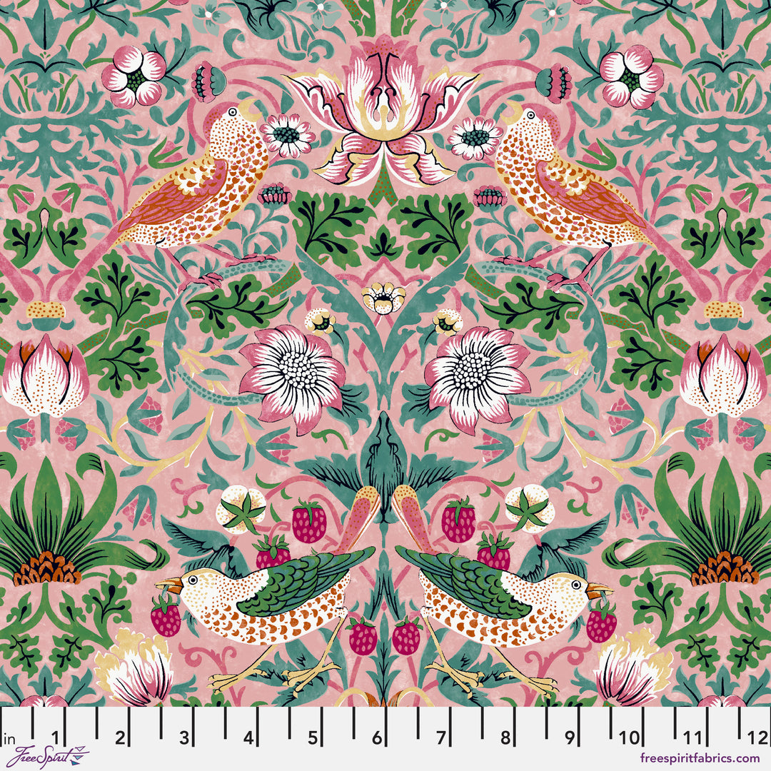 Strawberry Thief in Blush quilting fabric, part of the Bedford Park fabric collection by Morris & Co (SKU: PWWM001.BLUSH)