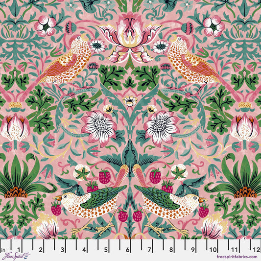 Strawberry Thief in Blush quilting fabric, part of the Bedford Park fabric collection by Morris & Co (SKU: PWWM001.BLUSH)