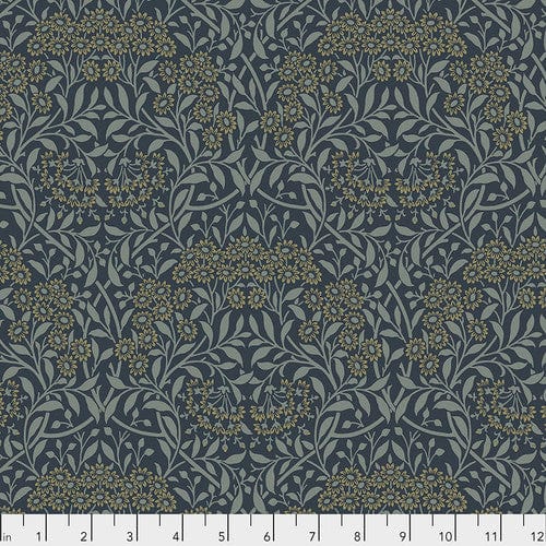 Michaelmas Daisy in Ink quilting fabric, part of the Original Morris & Co fabric collection (SKU: PWWM035.INK)