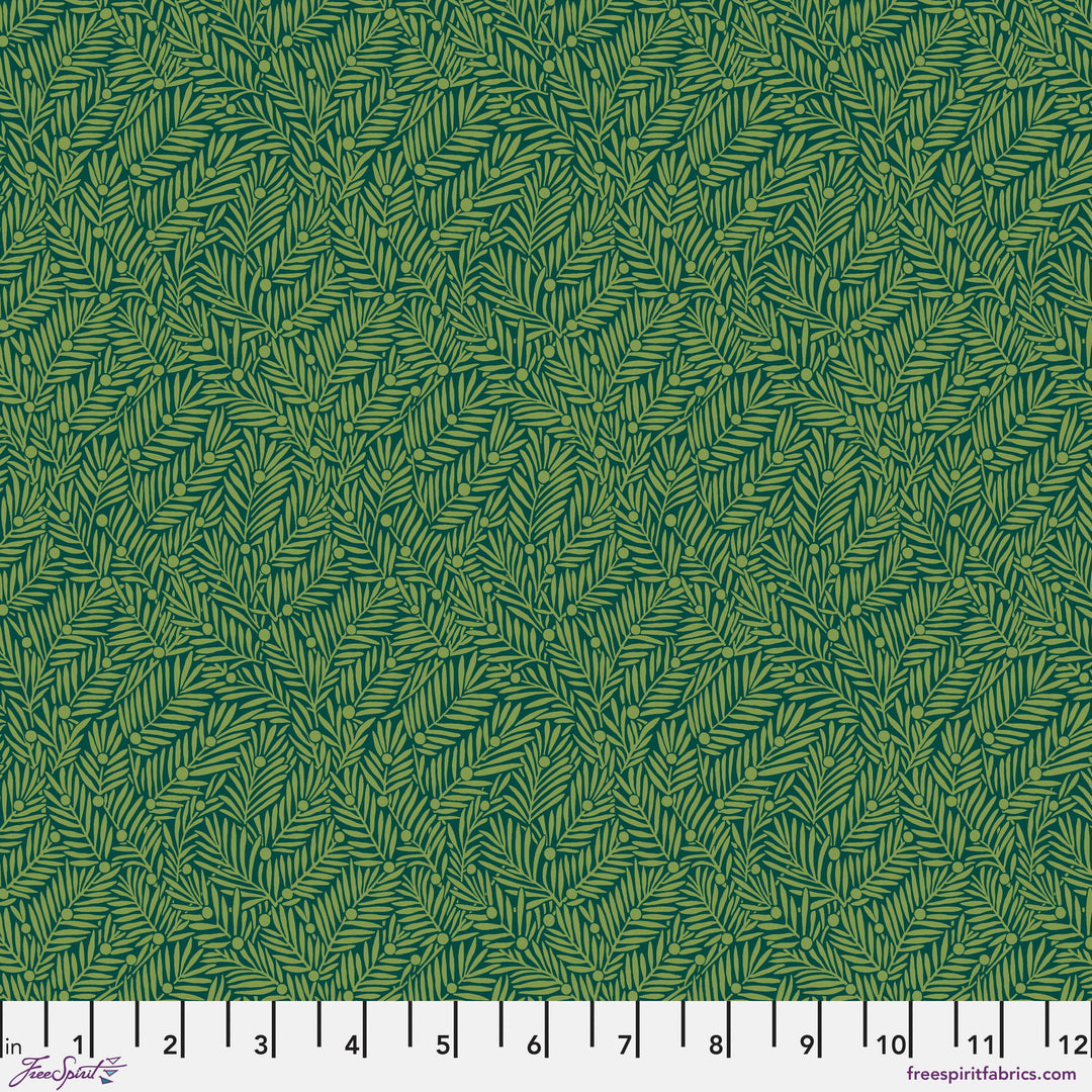 Yew & Aril in Teal quilting fabric, part of the Bedford Park fabric collection by Morris & Co (SKU: PWWM135.TEAL)