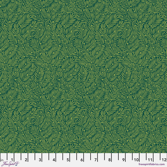 Yew & Aril in Teal quilting fabric, part of the Bedford Park fabric collection by Morris & Co (SKU: PWWM135.TEAL)