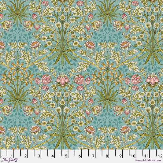 Hyacinth in Mineral quilting fabric, part of the Bedford Park fabric collection by The Original Morris & Co. (SKU: PWWM143.MINERAL)