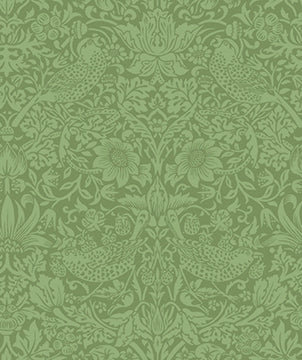 Tonal Strawberry Thief in Herbal quilting fabric, part of the Trellis Palette fabric collection by The Original Morris & Co (SKU: PWWM153.HERBALL)